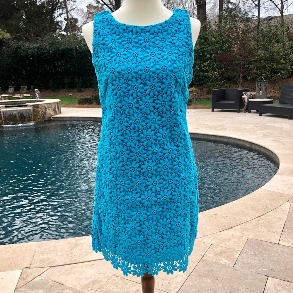 Lilly Pulitzer Lela Turquoise Daisy Shift Dress